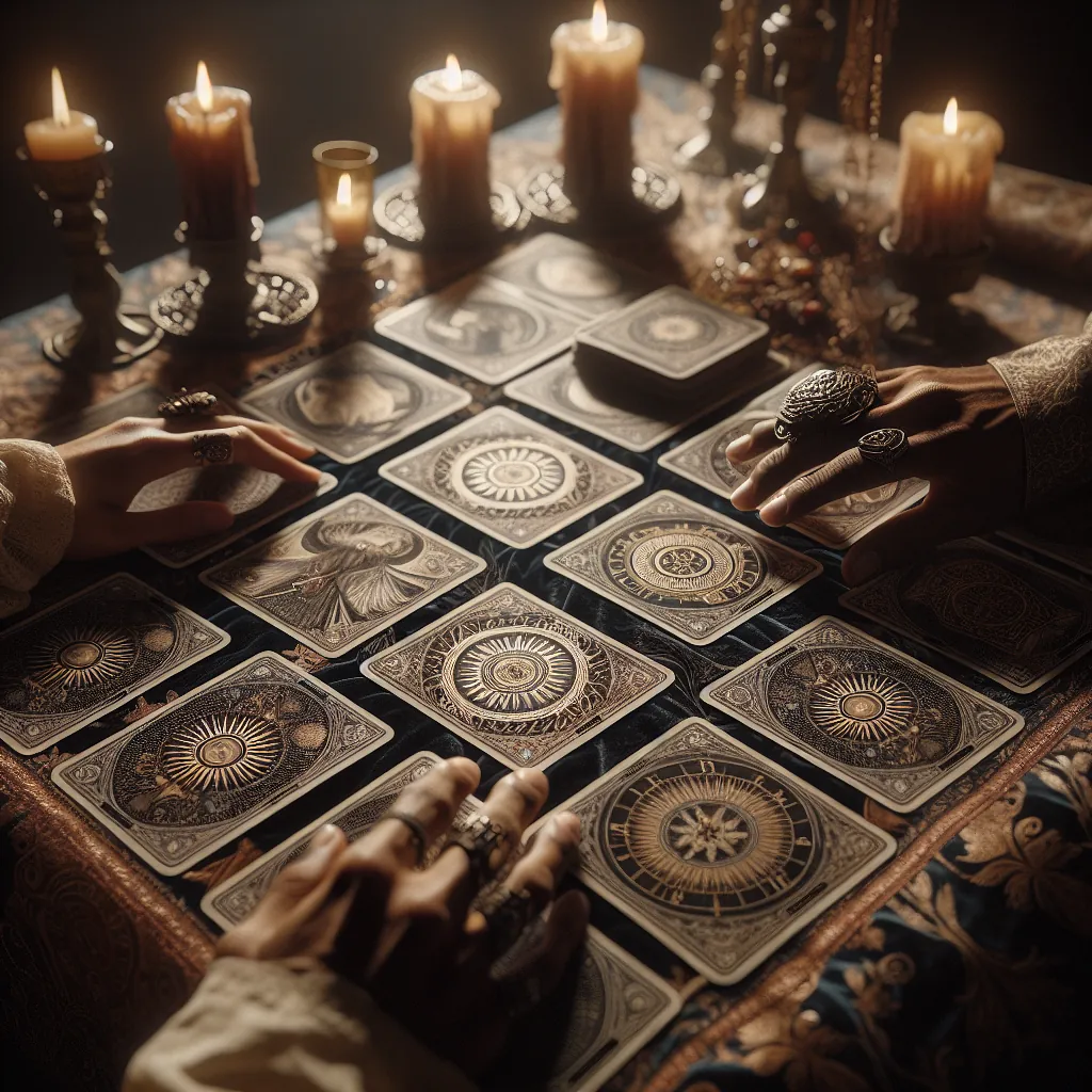 Realistic stock image of tarot cards reading